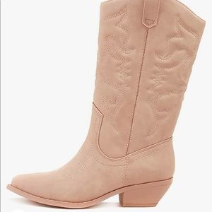 Pink knee high boots